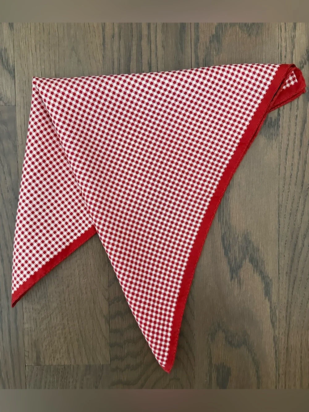 Vintage Gingham Check Print Silk Small Square Scarf in Red and White 14